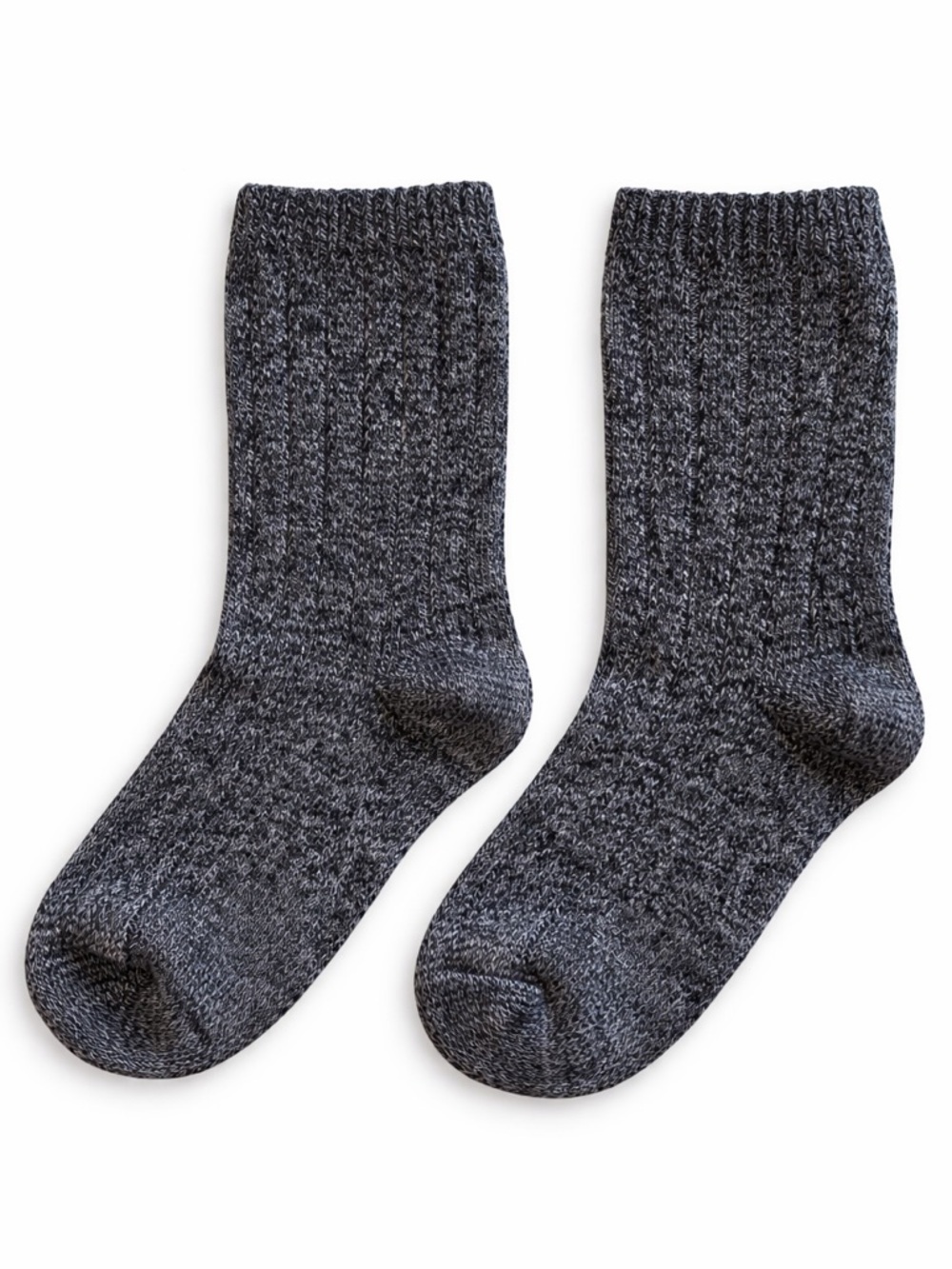 Dark Gray Crew Socks with Textured Knit Finish